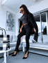 Black LUX leggings with slits LM1173